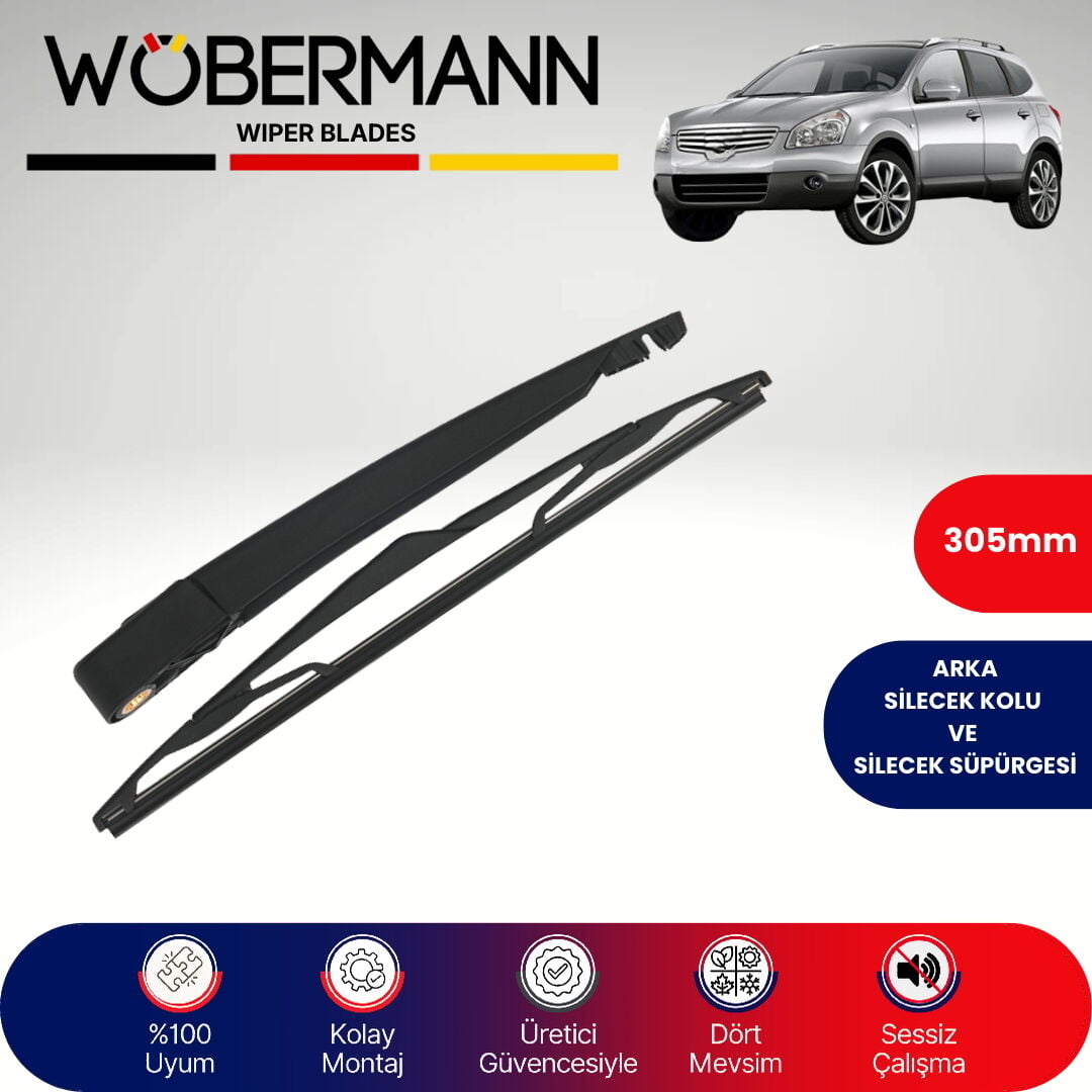 Wöbermann Nissan Qashqai +2 2008-2013 Arka Silecek Kolu ve Süpürgesi Komple