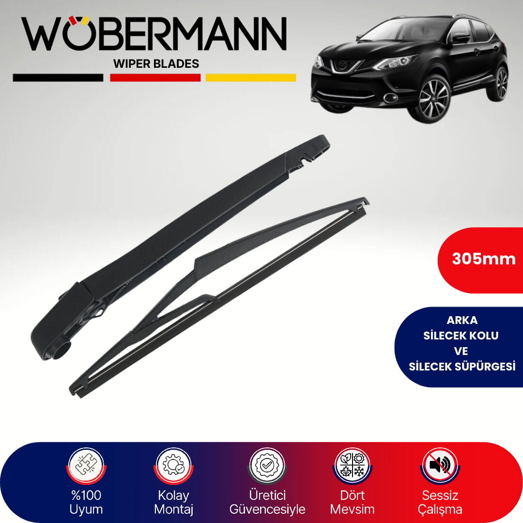 Wöbermann Nissan Qashqai J11 Makyajlı 2017-2021 Arka Silecek Kolu ve Süpürgesi Komple