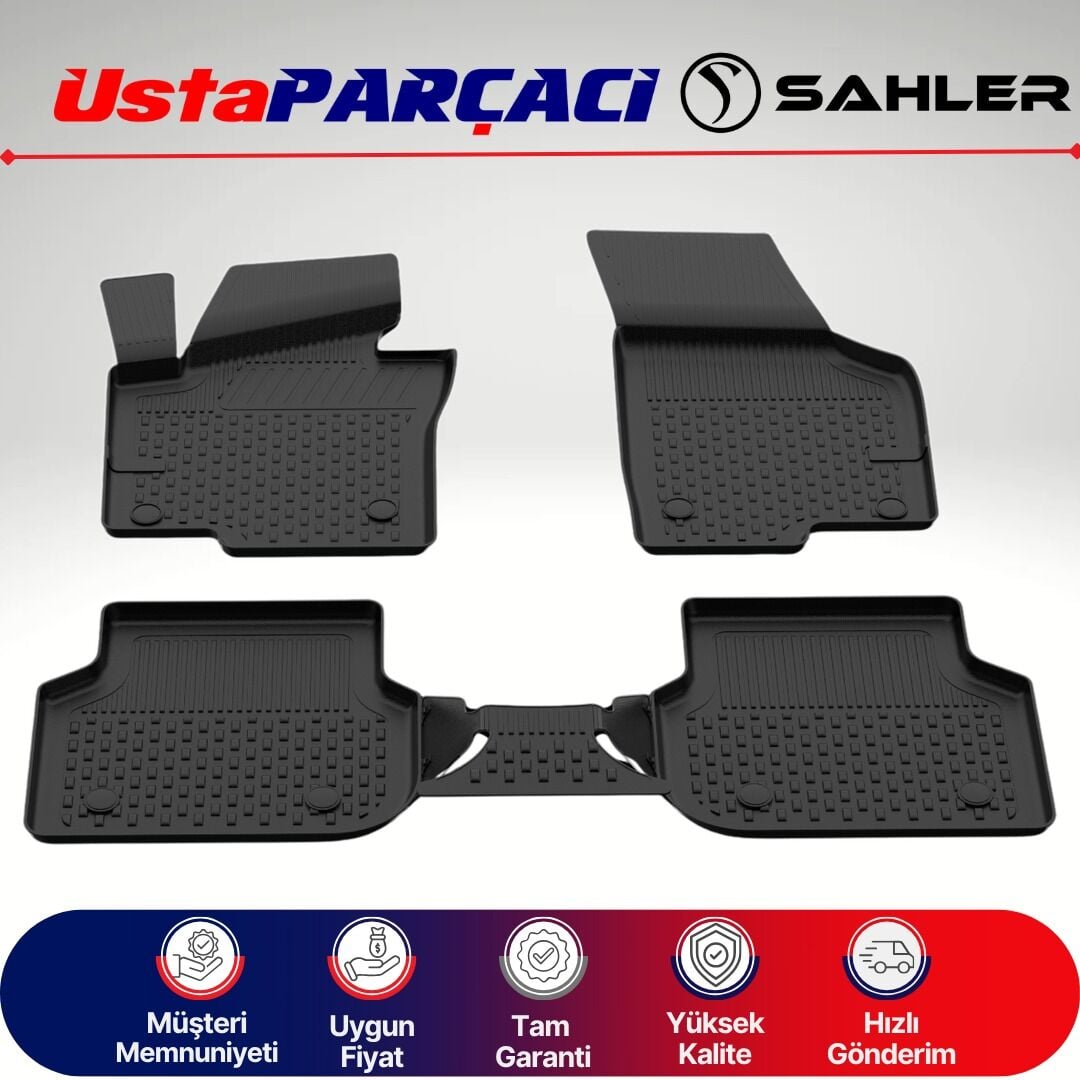 Sahler VW Jetta 2011-2019 Uyumlu Araca Özel 4.5D Havuzlu Oto Paspas (5 Parça) Siyah