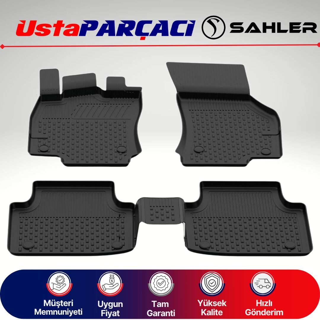 Sahler VW Passat B8/B8.5 2015-2023 Uyumlu Araca Özel 4.5D Havuzlu Oto Paspas (5 Parça) Siyah