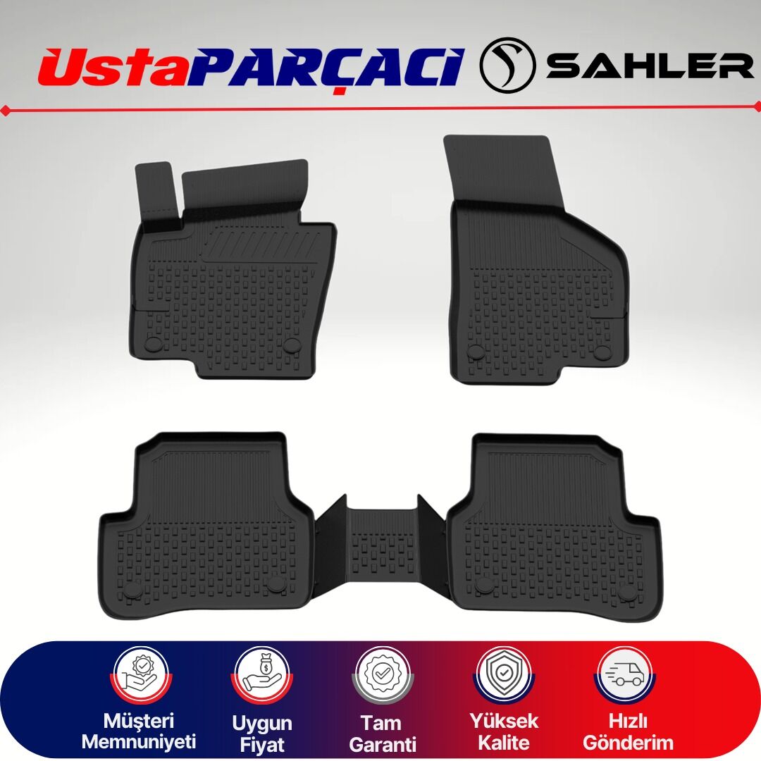 Sahler VW Passat Cc 2008-2015 Uyumlu Araca Özel 4.5D Havuzlu Oto Paspas (5 Parça) Siyah
