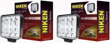 Niken Pro 16 Led Kare Off Road Sis Farı Çalışma Lambası 2 Adet 12-24V 27W