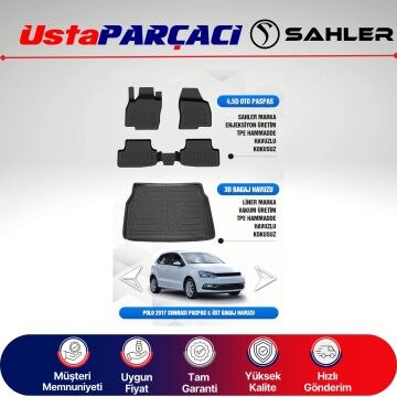 Sahler VW Polo 2017-2025 Uyumlu Araca Özel 4.5D Havuzlu Oto Paspas + 3D Alt Bagaj Havuzu (5 Parça)