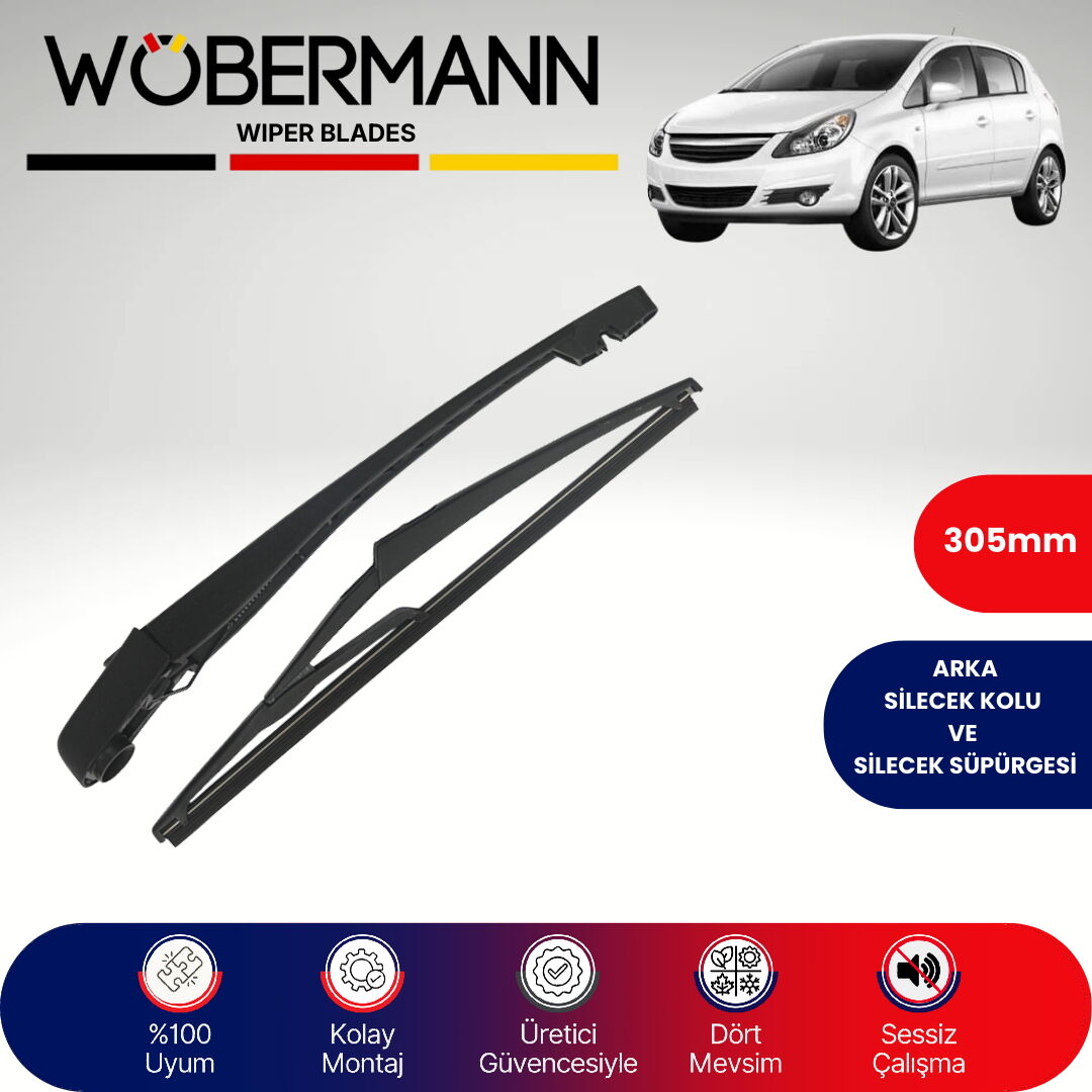 Wöbermann Opel Corsa D 2006-2015 Arka Silecek Kolu ve Süpürgesi Komple