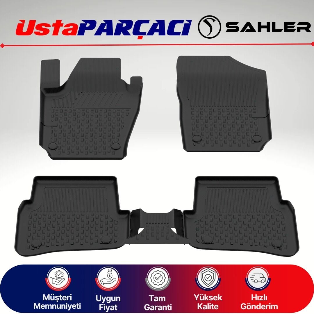 Sahler VW Polo 2002-2017 Uyumlu Araca Özel 4.5D Havuzlu Oto Paspas (5 Parça) Siyah