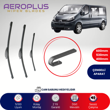 Aeroplus Renault Trafic 2001-2014 Ön Arka Muz Silecek Takımı