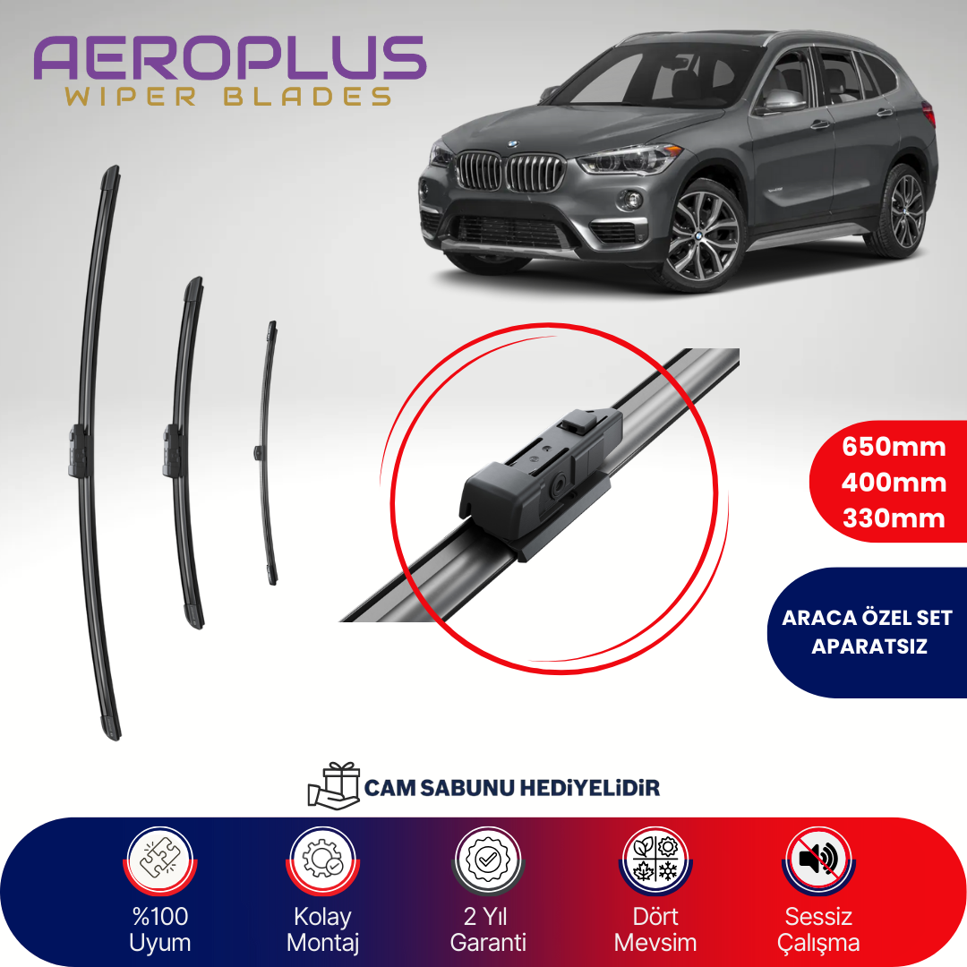Aeroplus BMW X1 F48 2015-2022 Ön Arka Muz Silecek Takımı