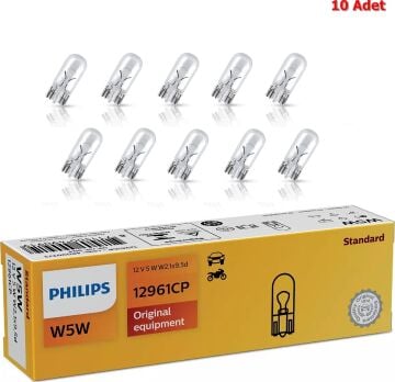 Philips 12V 5W Standart T10 Dipsiz Ampul (10 Adet) (W5W) 12961 Cp Ean- 8711500490919