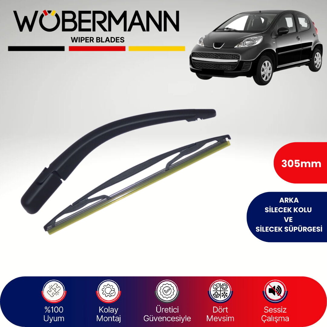 Wöbermann Peugeot 107 2005-2013 Arka Silecek Kolu ve Süpürgesi Komple