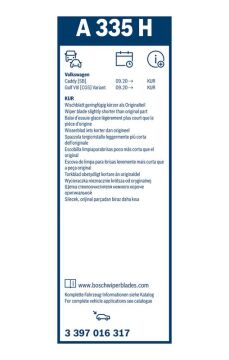 Bosc Rear A335H Arka Silecek 3 397 016 317 3397016317