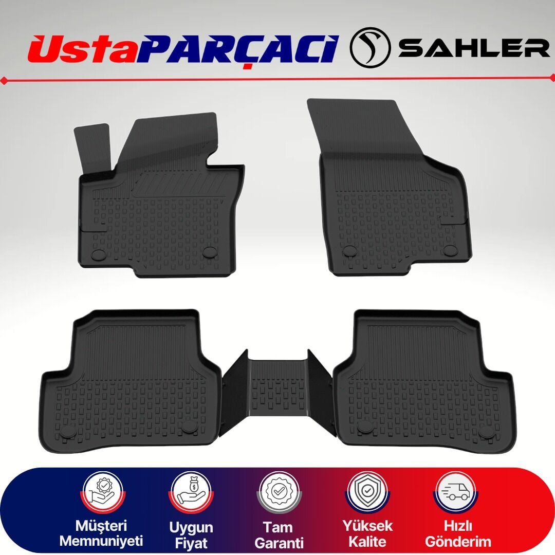 Sahler VW Tiguan 2007-2015 Uyumlu Araca Özel 4.5D Havuzlu Oto Paspas (5 Parça) Siyah