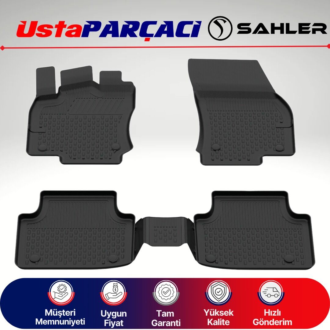 Sahler VW Tiguan 2016-2024 Uyumlu Araca Özel 4.5D Havuzlu Oto Paspas (5 Parça) Siyah