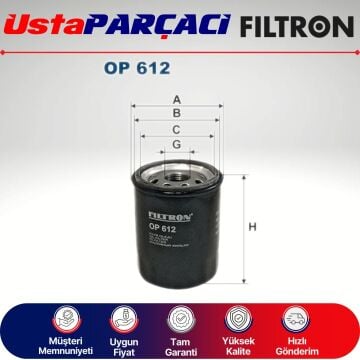Filtron Nissan Micra 1.2 Benzinli Yağ Filtresi 2003-2010 OP612 1520853J00