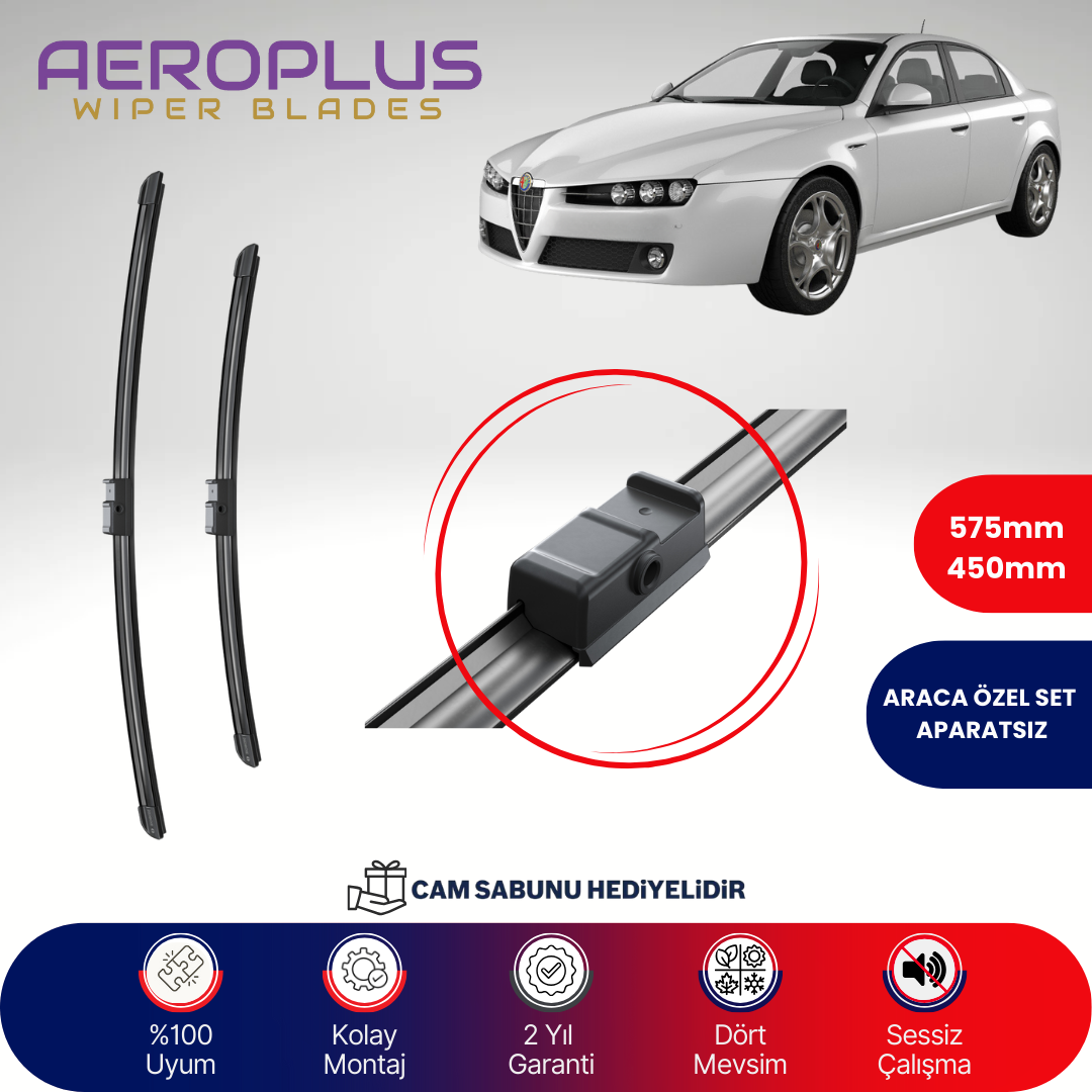 Aeroplus Alfa Romeo 159 2005-2011 Muz Silecek Takımı