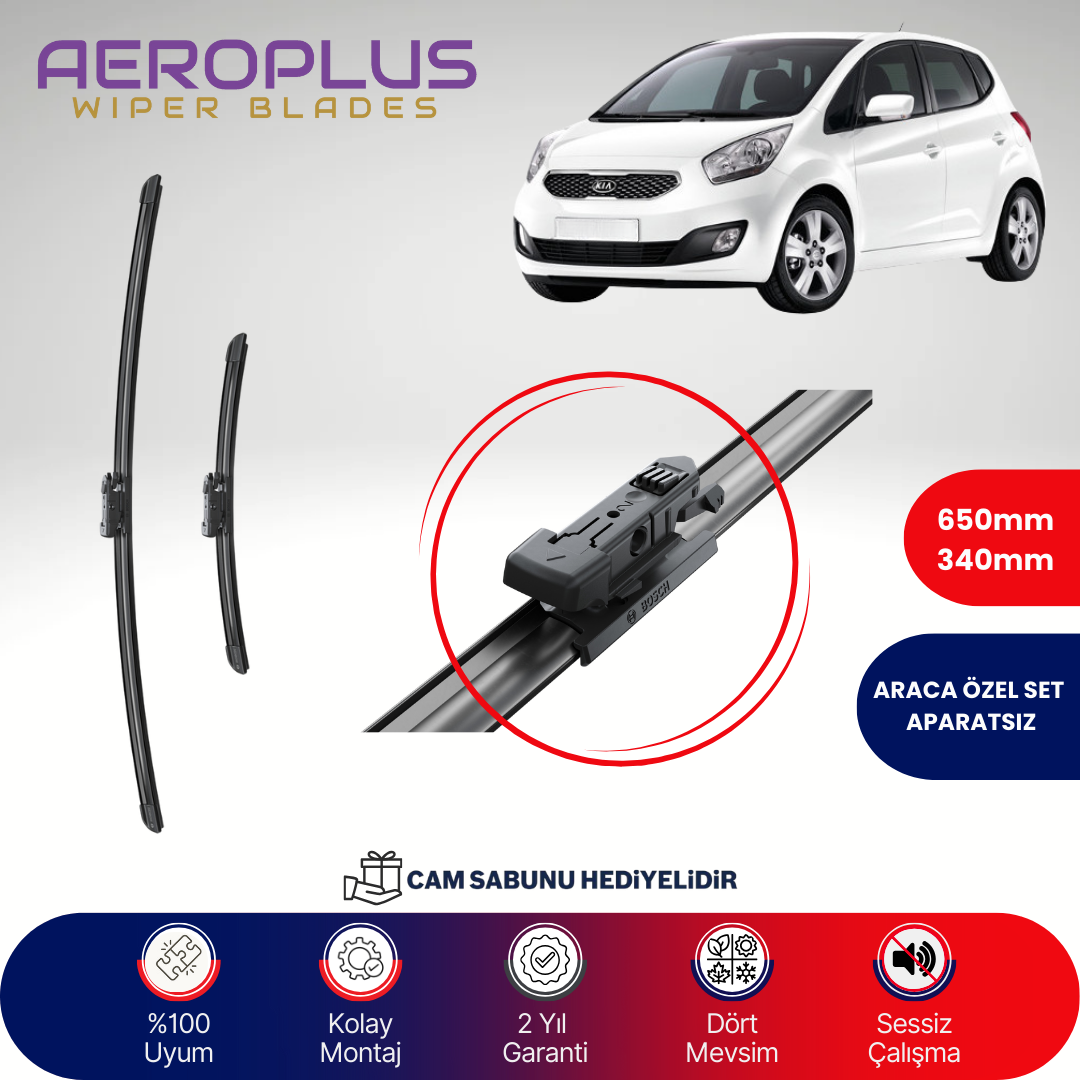 Aeroplus Kia Venga 2009-2019 Muz Silecek Takımı