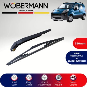 Wöbermann Peugeot Bipper Çift Kapı 2008-2018 Arka Silecek Kolu ve Süpürgesi Komple