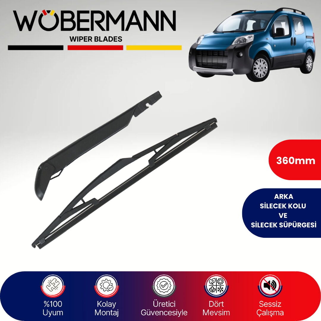 Wöbermann Peugeot Bipper Tek Kapı 2008-2018 Arka Silecek Kolu ve Süpürgesi Komple