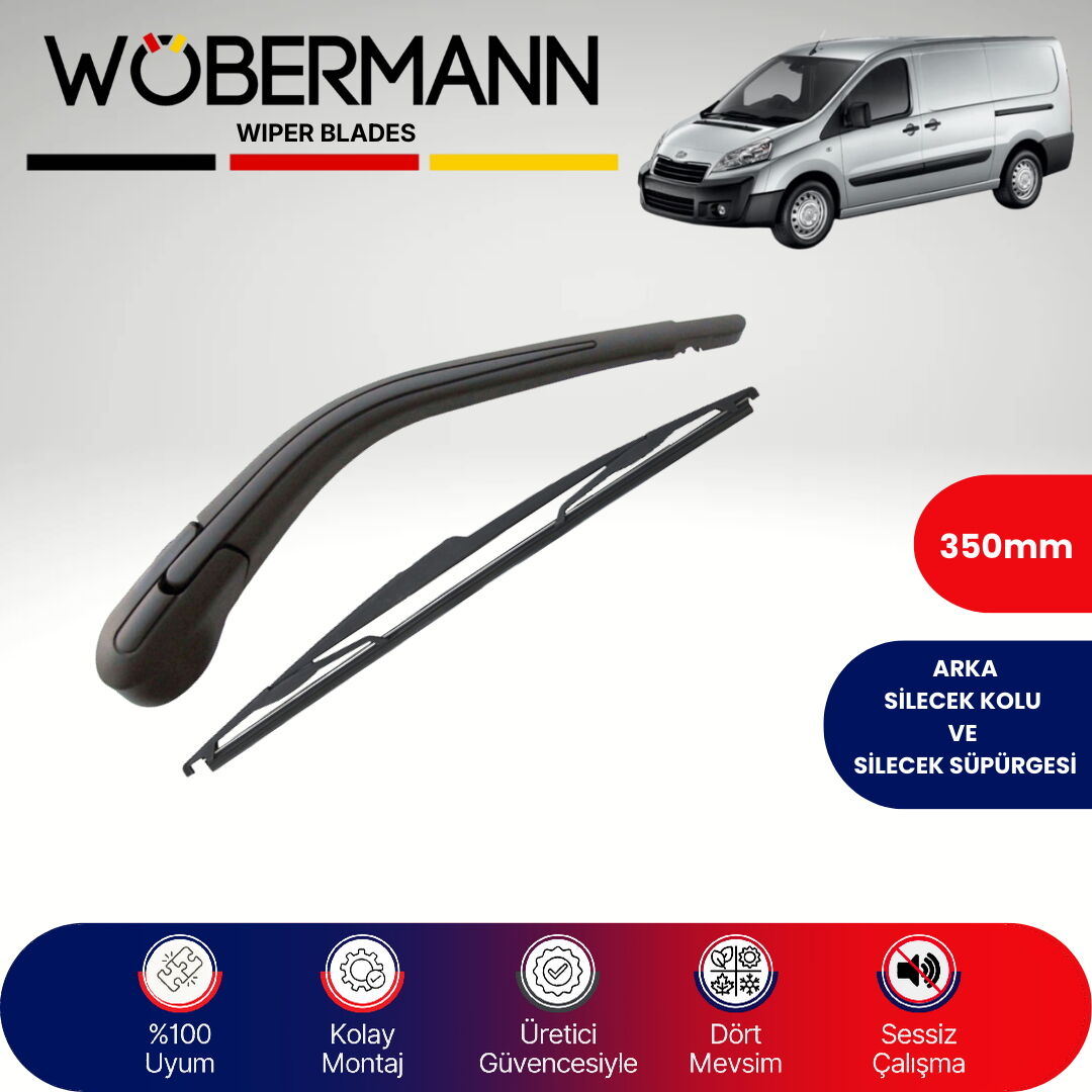 Wöbermann Peugeot Expert Çift Kapı 2007-2016 Arka Silecek Kolu ve Süpürgesi Komple