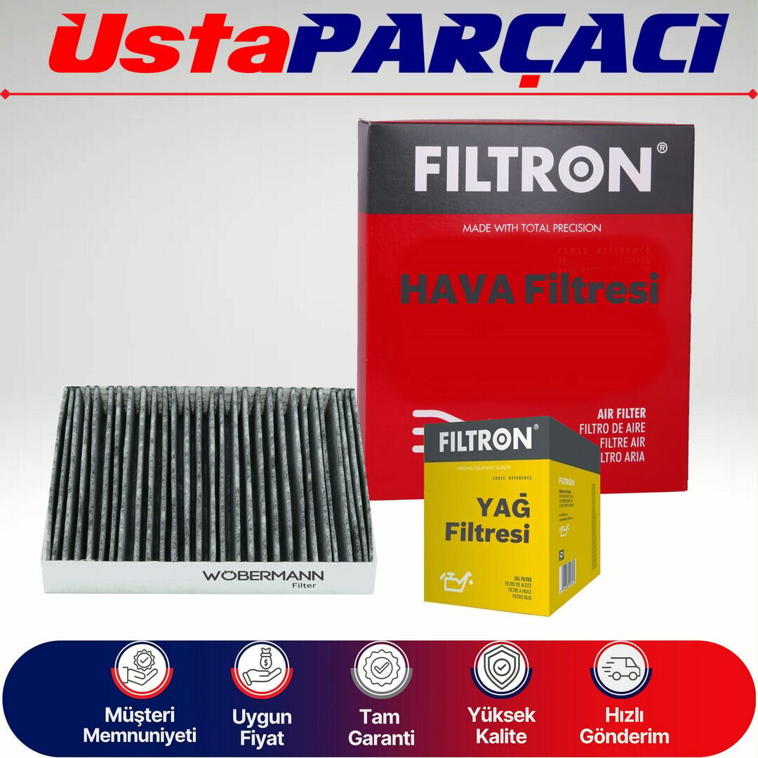 Filtron Fiat Grande Punto 1.3 Dizel Filtre Bakım Seti EURO 4 2005-2013 Hava+Yağ+Karbonlu Polen