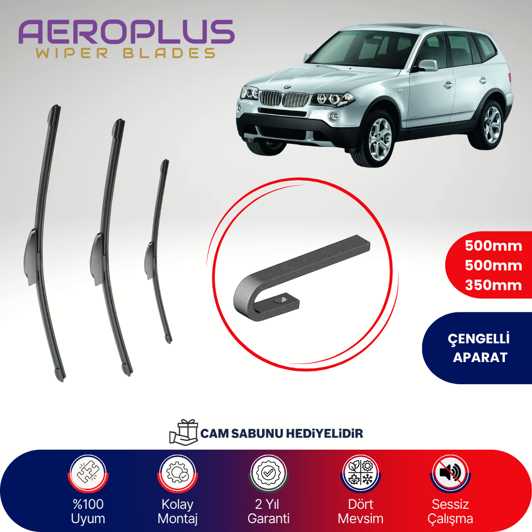 Aeroplus BMW X3 E83 2004-2010 Ön Arka Muz Silecek Takımı