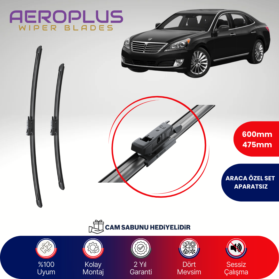 Aeroplus Hyundai Equus 2009-2012 Muz Silecek Takımı
