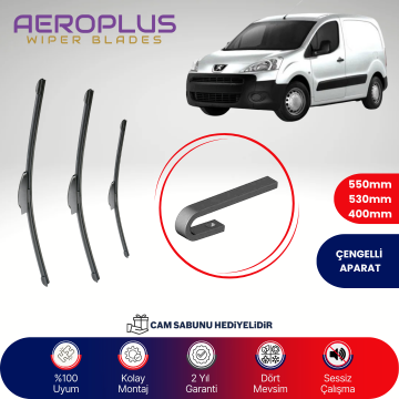 Aeroplus Peugeot Partner 1996-2011 Ön Arka Muz Silecek Takımı