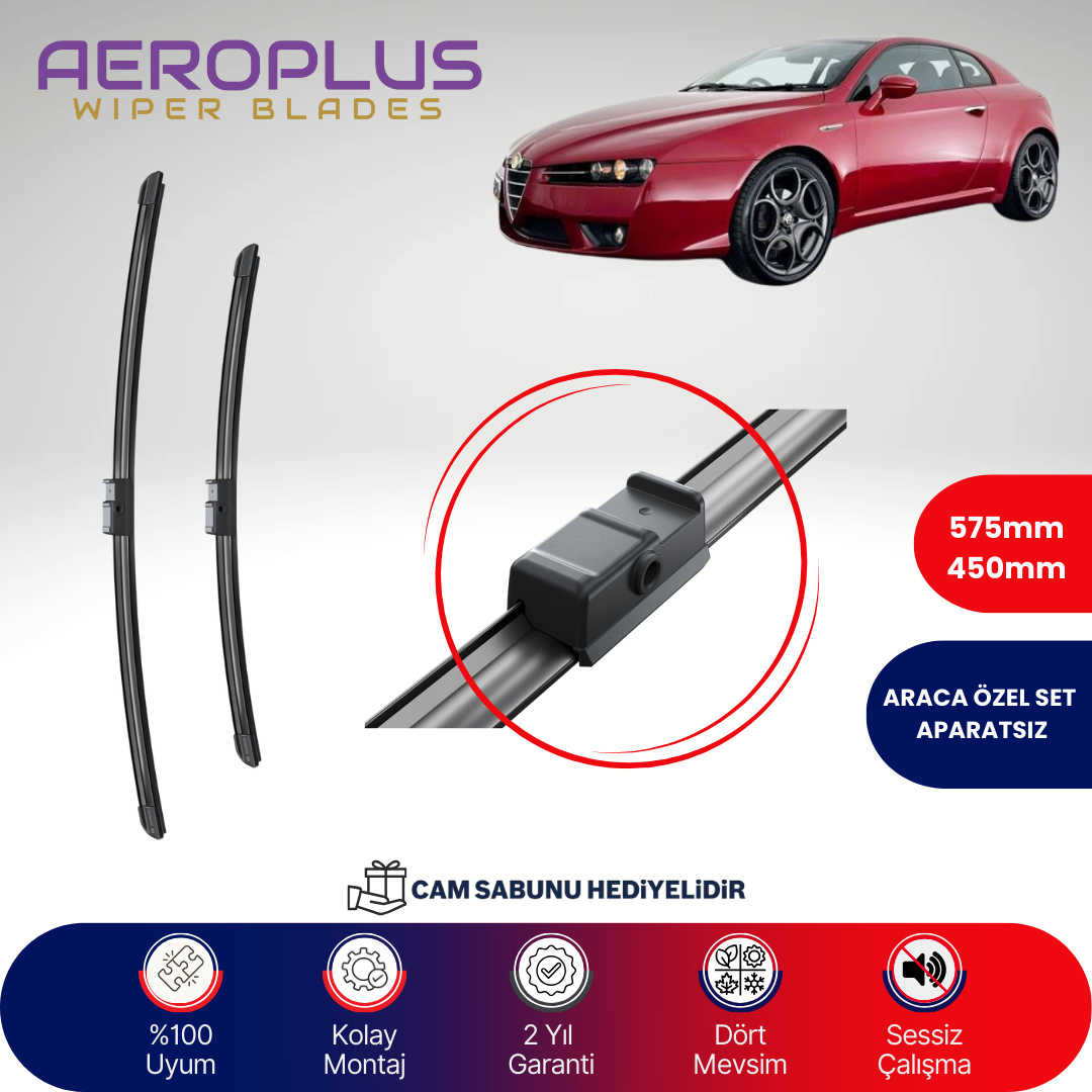 Aeroplus Alfa Romeo Brera 2006-2010 Muz Silecek Takımı