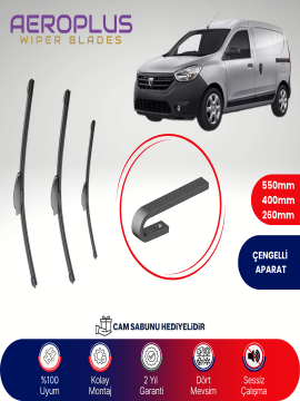 Aeroplus Dacia Dokker 2012-2015 Ön Arka Muz Silecek Takımı