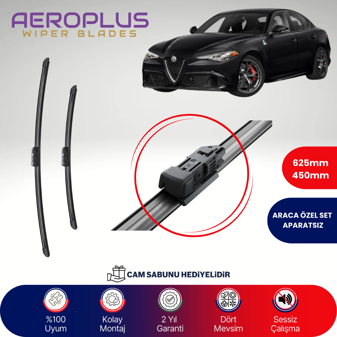 Aeroplus Alfa Romeo Giulia 2016-2023 Muz Silecek Takımı