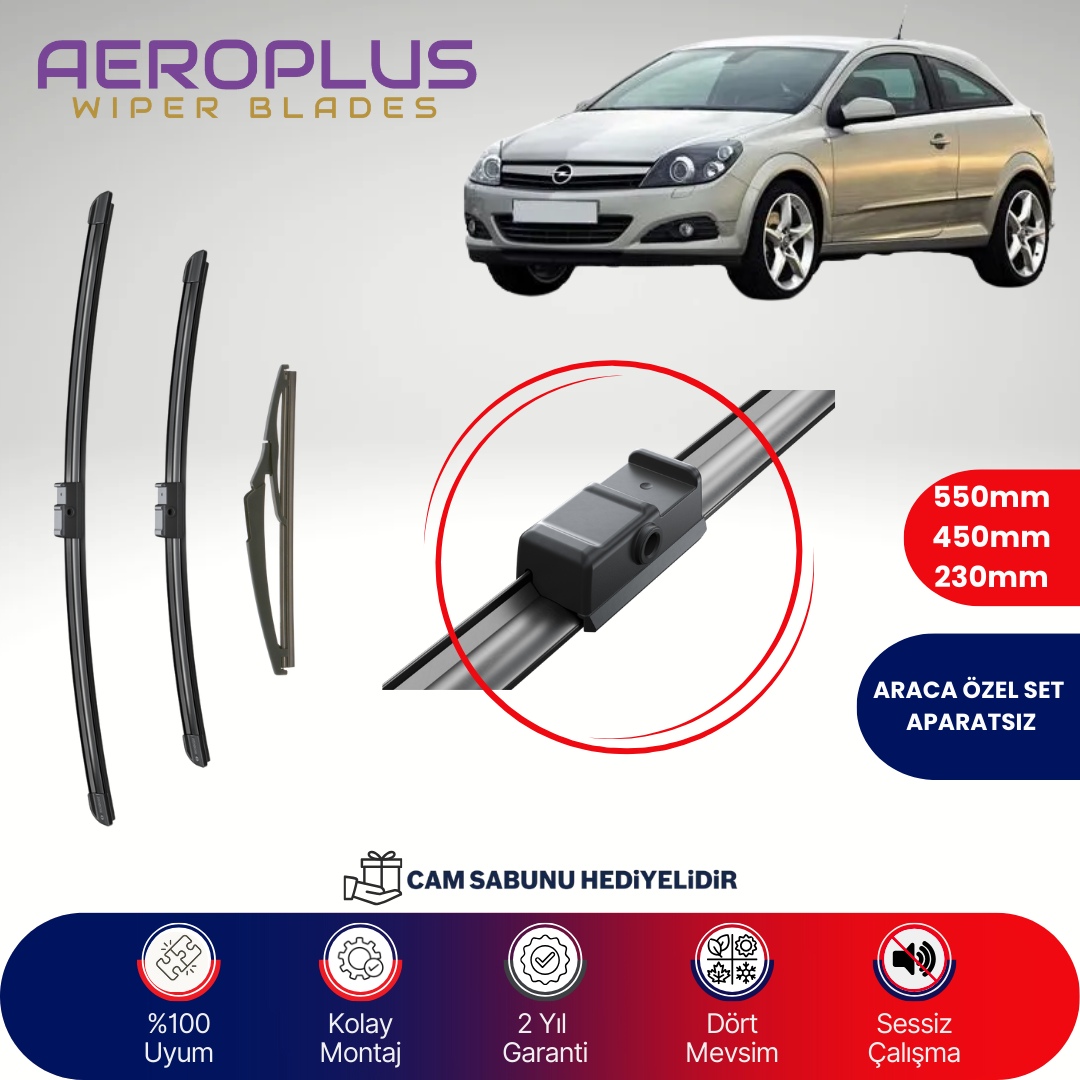 Aeroplus Opel Astra GTC 2005-2009 Ön Arka Muz Silecek Takımı