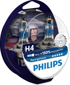 Philips H4 Tip Racing Vision %150 Fazla Işık Ampül Seti 106209