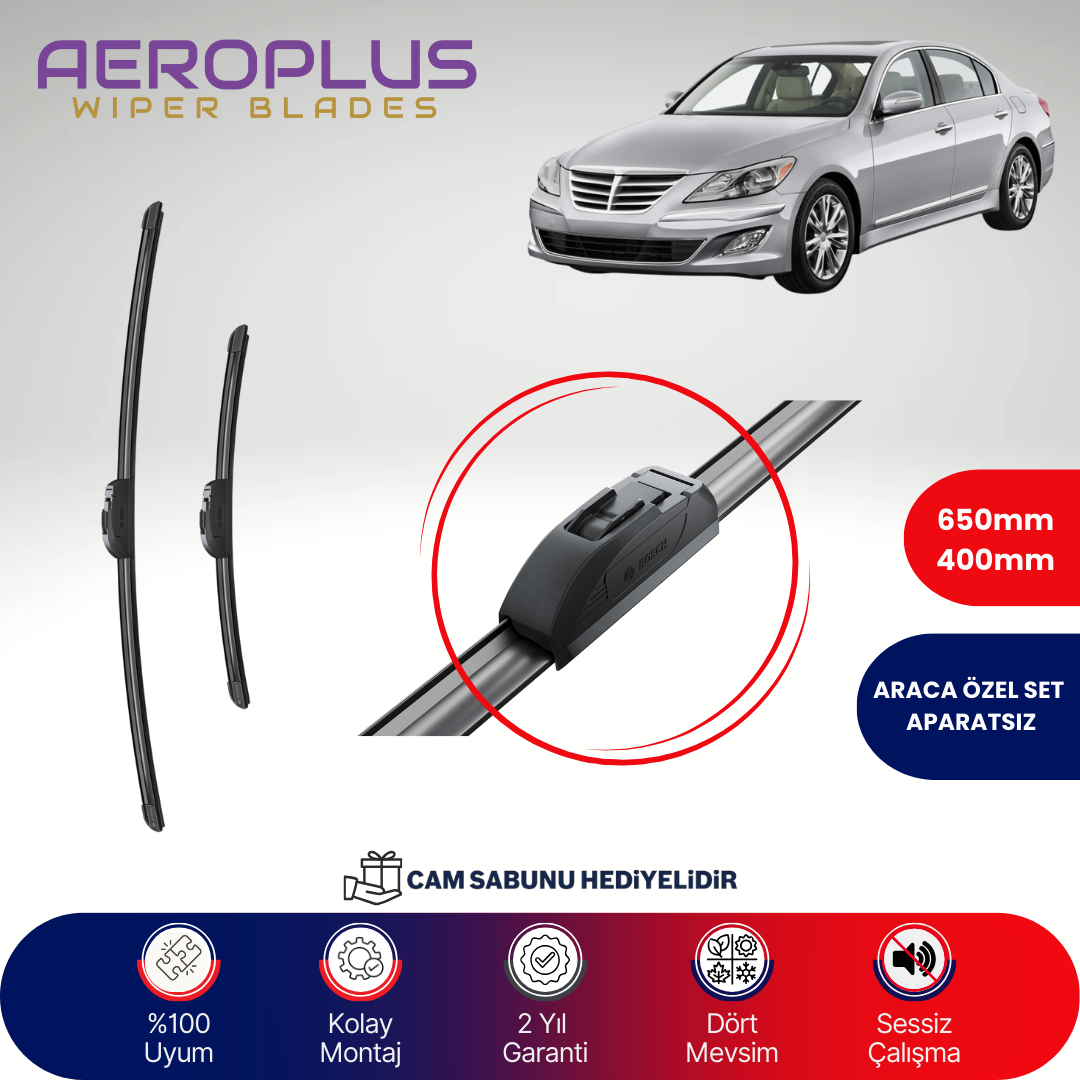 Aeroplus Hyundai Genesis Sedan 2014-2020 Muz Silecek Takımı