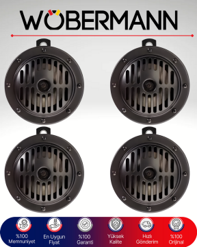 Wöbermann Siyah Kafesli Korna Seti (2 Takım) – Yüksek Ses Supertone 12V