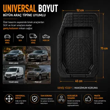 Wöbermann 4D Havuzlu Oto Paspas Tüm Araçlara Uygun Universal 5 Parça