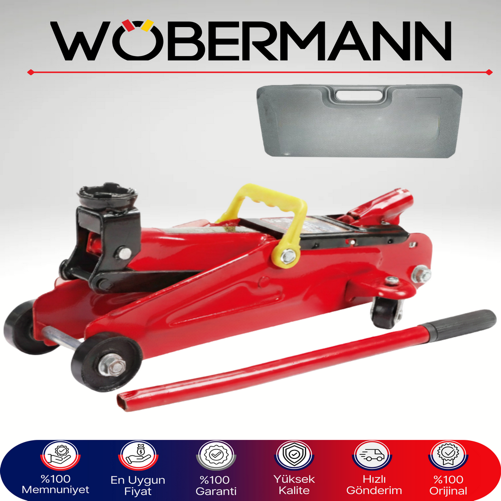 Wöbermann 2 Ton Hidrolik Kriko – Tekerlekli ve Taşıma Çantalı Araba Krikosu