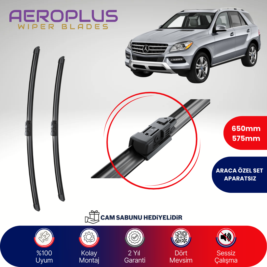 Aeroplus Mercedes ML Serisi W166 2011-2015 Muz Silecek Takımı