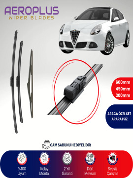 Aeroplus Alfa Romeo Giulietta 2010-2020 Ön Arka Muz Silecek Takımı