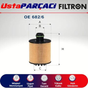 Filtron Opel Corsa E 1.3 Cdti Dizel Yağ Filtresi 2015-2017 Ufi Tip OE682/6 6000626025