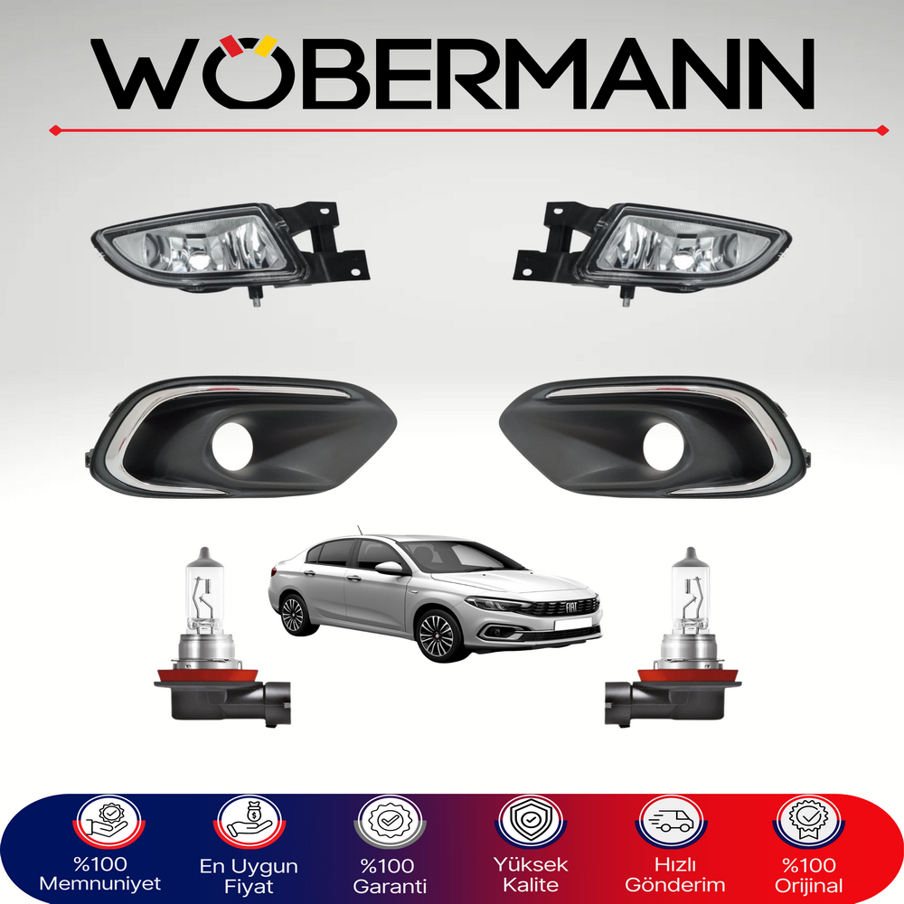 Wöbermann Fiat Egea (Tipo) Sis Farı Seti + Çerçeve ve H11 Ampul %100 Uyumlu