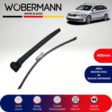 Wöbermann Skoda Superb 3T5 (Fıskiyeli) 2010-2015 Arka Silecek Kolu ve Süpürgesi Komple