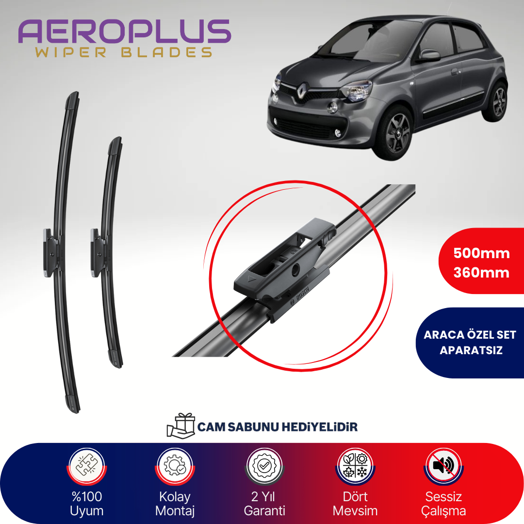 Aeroplus Renault Twingo 3 2014-2019 Muz Silecek Takımı