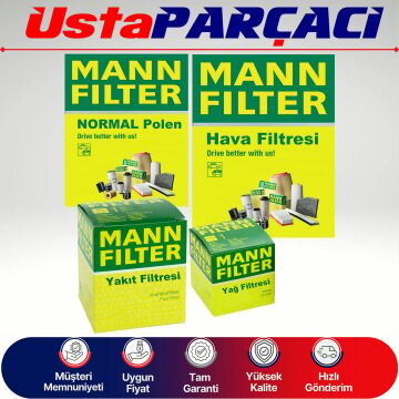 Mann-Filter Peugeot 208 1.6 Hdi E-Hdi Filtre Bakım Seti 2012-2018 Hava+Yağ+Yakıt+Standart Polen