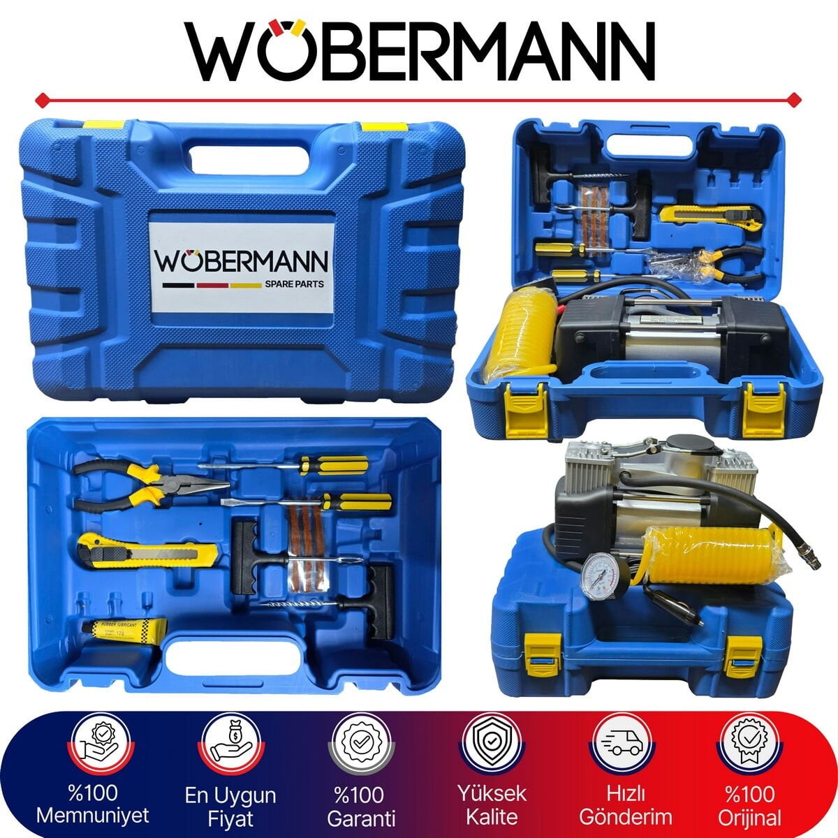 Wöbermann Yeni Yönetmelik Tamir Takım Çantalı 12V Çift Silindir 150PSI Hava Kompresörü