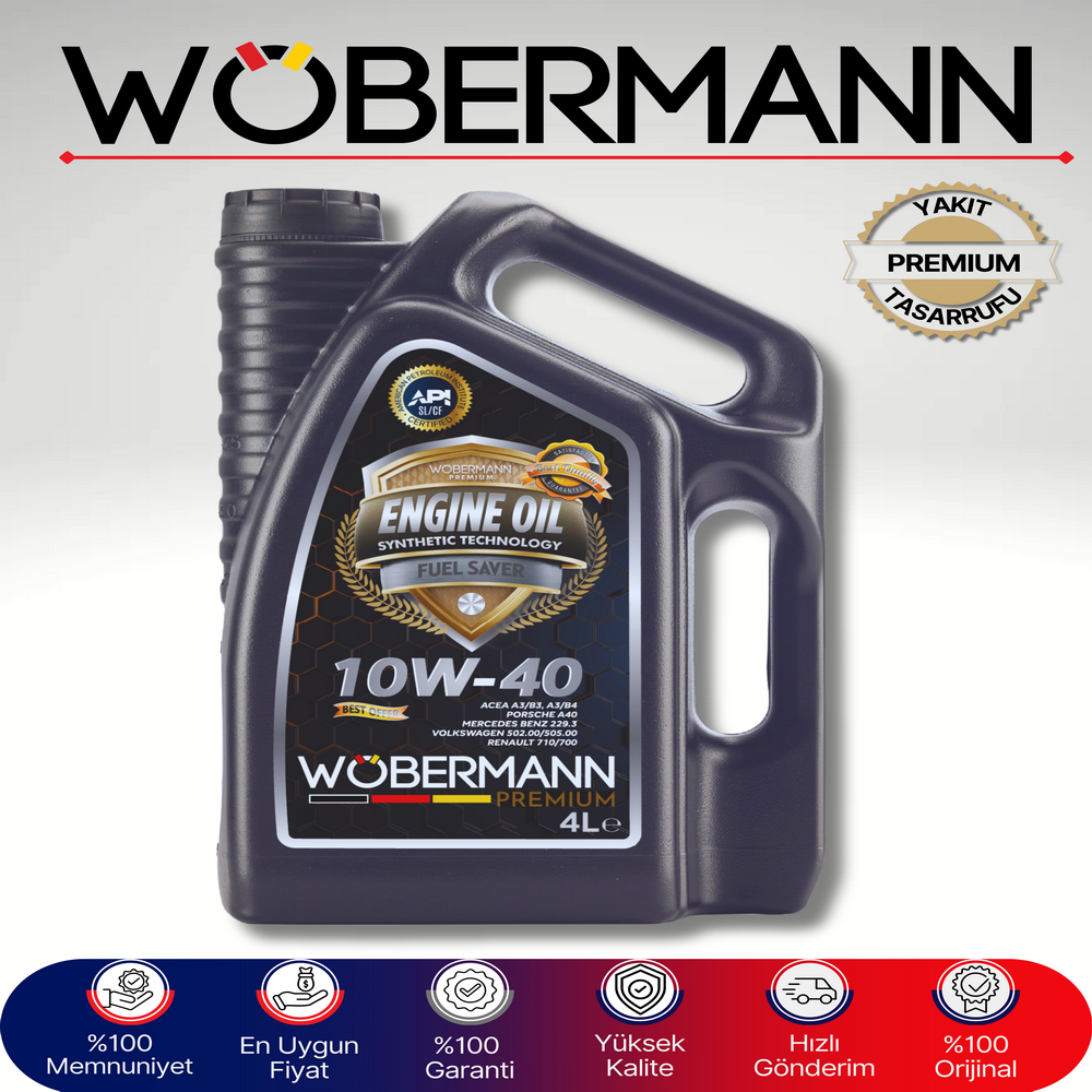 Wöbermann Premium 10W-40 Sentetik Motor Yağı 4 Litre - Soğuk Hava Başlangıcı ve Aktif Temizleme