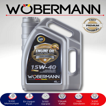 Wöbermann Premium 15W-40 Sentetik Motor Yağı 4 Litre - Yüksek Temizlik ve Koruma