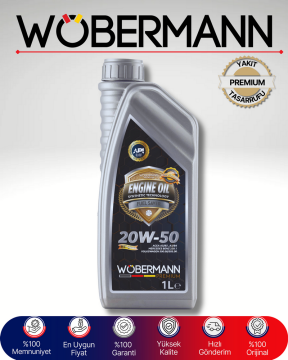 Wöbermann 20W-50 Motor Yağı 1 Litre – Benzinli ve Dizel Araçlar İçin Yüksek Koruma ve Temizleme Performansı