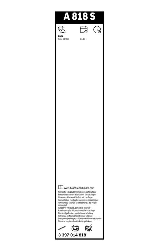 Bosch Aerotwin Silecek Seti A818S 650/425MM Bmw 1 Serisi F40 2019-2024 3397014818