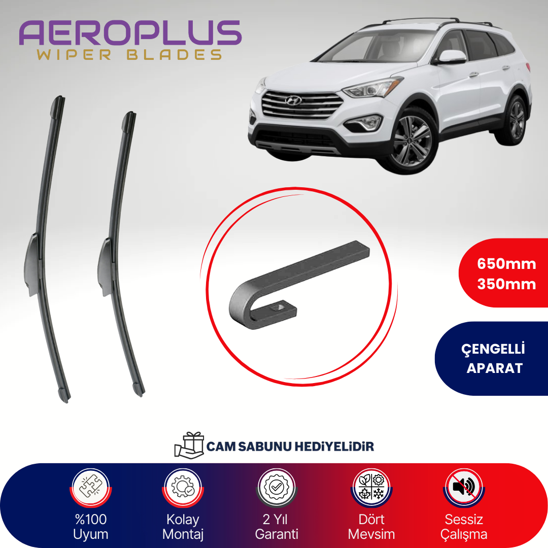 Aeroplus Hyundai Grand Santa Fe 2013-2016 Muz Silecek Takımı