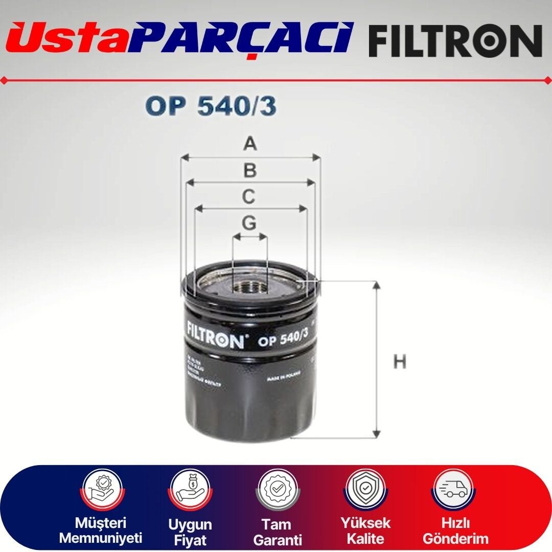 Filtron Opel Zafira Life 2.0 Bluehdi Dizel Yağ Filtresi 2020-2025 OP2009 9809532380