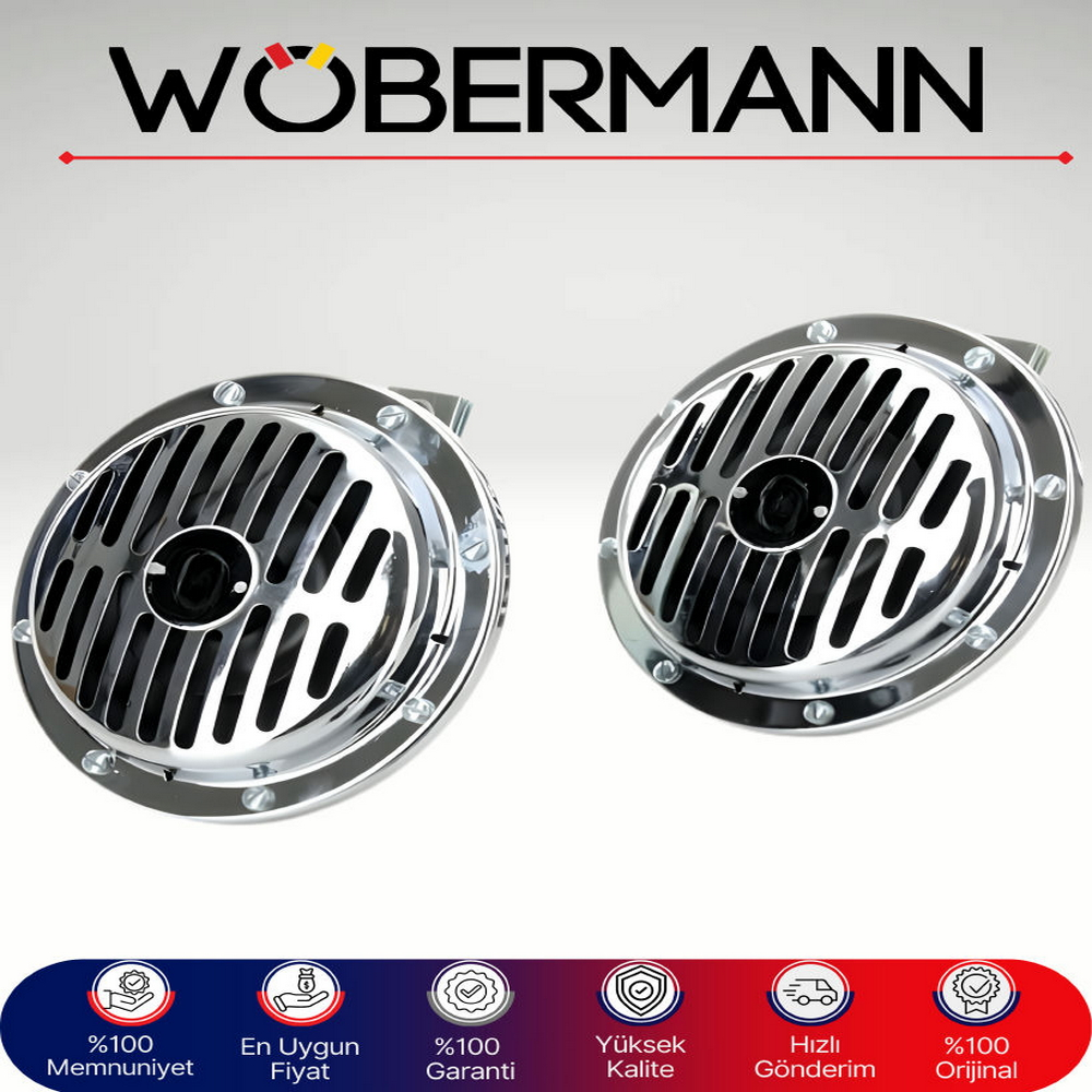 Wöbermann Nikelajlı 12V Korna Seti (2'li) – Yüksek Ses Performansı ve Supertone